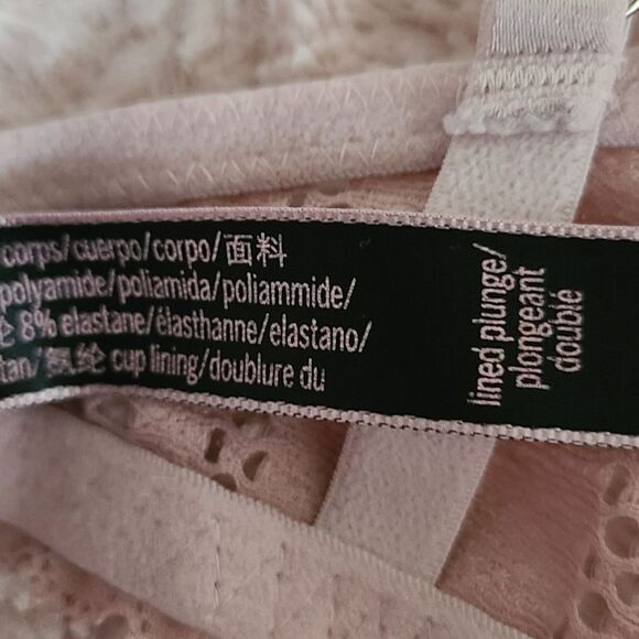 victoria's secret lined plunge bra pink lace removable pads size 34C - Picture 5 of 7